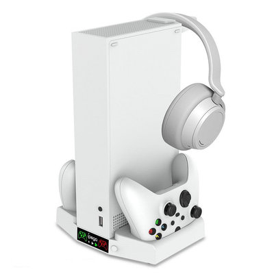 XBOX series s主機多功能充電散熱底座 風扇支架 耳機掛鉤炫彩燈