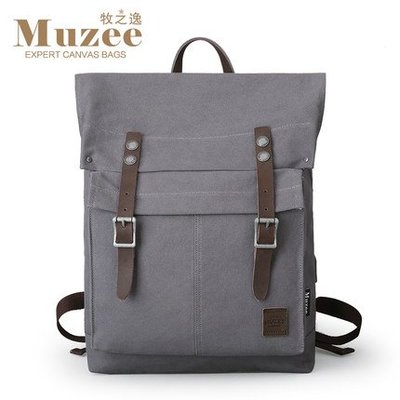 日本潮牌 MUZEE 正品新款雙肩包男士休閒帆布旅行包潮男背包學生書包筆電包
