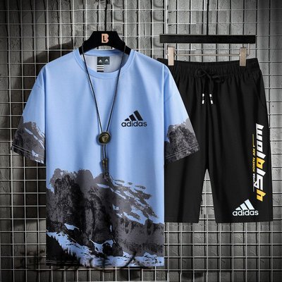 『運動達人』Adidas 愛迪達 阿迪達斯 男士短袖套裝 多色可選 速幹短T 休閒五分褲 兩件套TZ987