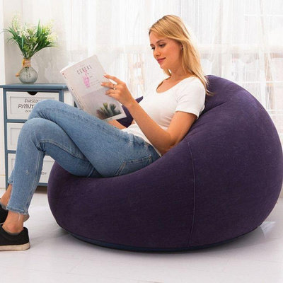 熱銷~新款充氣沙發PVC植絨懶人沙發椅可折疊球形戶外充氣凳休閑沙發#沙發#床#傢具現貨