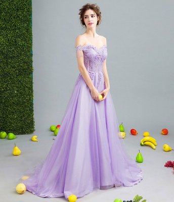 2018天使嫁衣婚紗禮服新款 浪漫仙紫色奢華釘珠新娘婚紗敬酒服婚禮晚宴年會禮服