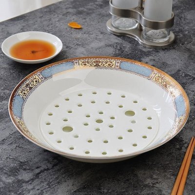 果盤瀝水餃子盤家用歐式骨瓷雙層蒸餃子盤創意簡約水餃菜盤湯盤水果盤,特價