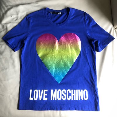 [品味人生]保證正品 Love Moschino 女用 藍色 愛心 短袖T恤 短T size 44
