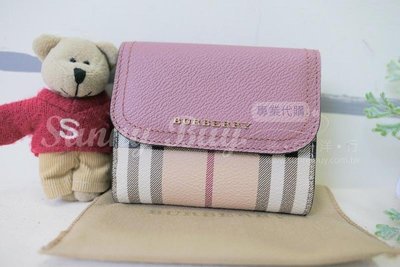 【Sunny Buy 精品館】◎現貨◎ Burberry 粉色短夾零錢包 經典格紋＋彩色皮革內裡 附塵袋與提袋