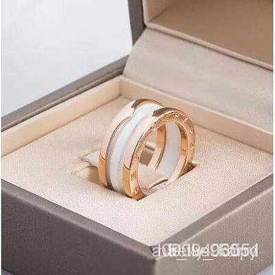 直購#Bvlgari/寶格麗 B.ZERO1系列玫瑰金 三環白陶瓷戒指 指環 PSXD