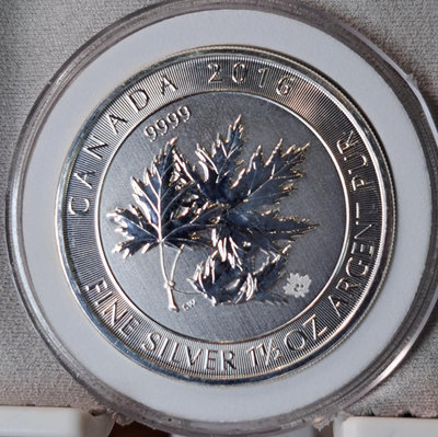加拿大2015年楓葉銀幣 1.5盎司楓葉密印加厚版，幸運楓葉【店主收藏】15109