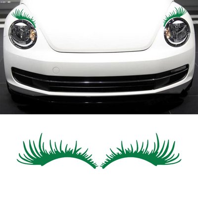 Porsche Volkswagen Beetle Green 汽車大燈睫毛貼紙眉毛貼花-極限超快感