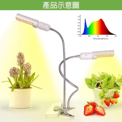 led植物燈 USB LED 植物補光 雙頭燈泡 led 植物燈 定時開關 夾子 植物生長燈 植物燈