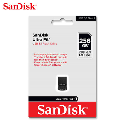 SanDisk Ultra Fit 256G USB 3.1 CZ430  隨身碟 典雅黑(SD-CZ430-256G)