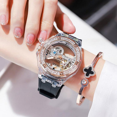 香港 GUOU 8221 品牌手錶  時尚高端 全自动機械錶 2022年最新款 氣質水鑽  女士手錶【贈送原創精美禮盒】