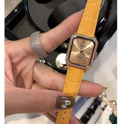 二手全新英伦时尚Rolex勞力士古董表 經典款小長方形女錶 瑞士石英錶 女士腕錶 女神必備 鑽邊女士手錶