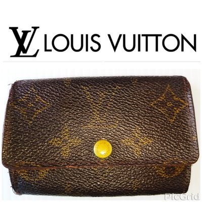 Louis Vuitton 經典款 LV 老花 鑰匙包 皮夾 鑰匙圈 真品$299 1元起標 內部少一勾↘賣場有BV