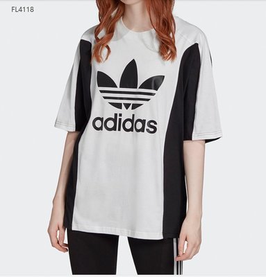 特賣--Adidas 愛迪達三葉草 T恤 短袖 夏季女款 黑白拼接色 通碼 FL4118