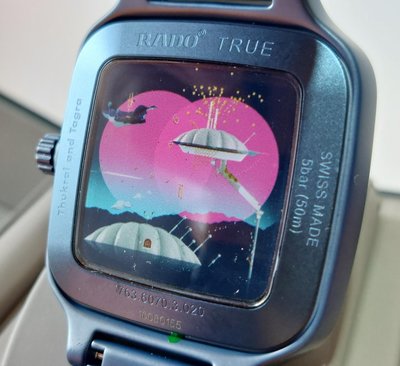 RADO雷達 高科技藍陶瓷「Over the Abyss 超越困境」特別版腕錶底蓋有《Dominus Aeries》的畫作 2021保單 單據齊全