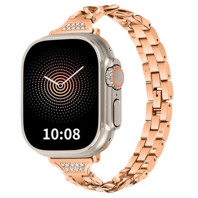 森尼3C-鑽石錶帶珠寶女士手鍊兼容 apple watch 8 Ultra 49mm 41mm 45mm iwatch 系列 7-品質保證