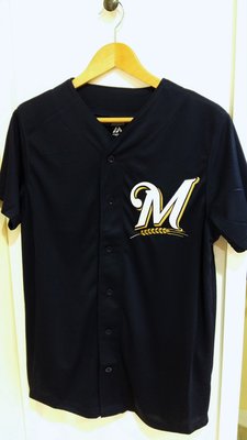 MLB Majestic美國大聯盟 密爾瓦基釀酒人隊排釦棒球衣 球衣 快排材質