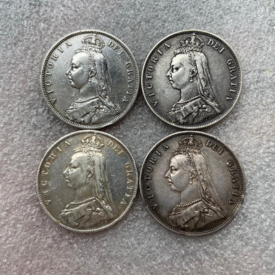 AU好品相英國維多利亞半克朗銀幣1887 1889