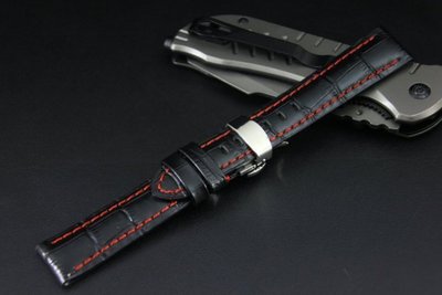22mm高質感Banda 可替代TAG,BREITLING豪雅百年靈原廠錶帶之真牛皮錶帶雙按式超方便蝴蝶扣