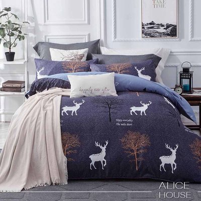 ALICE愛利斯-北歐森林*╮☆3M吸濕排汗頂級全鋪棉_兩用被床包組.雙人四件式