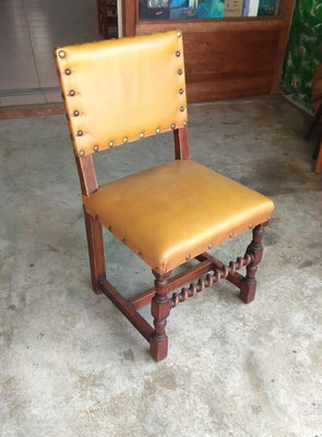 歐洲老物-法國老木件-法國皮革老木椅單張4000元(需自取)