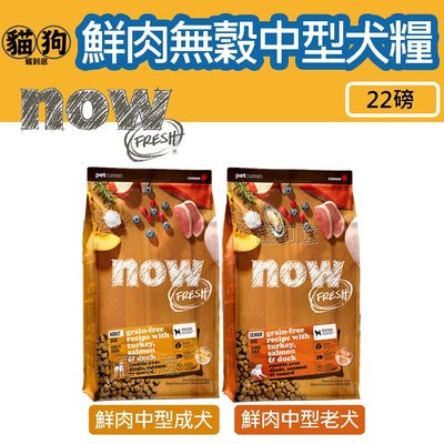 寵到底-Now! 鮮肉無穀天然犬糧 中型犬系列【鮮肉成犬/鮮肉老犬】22磅(9.99kg),狗飼料