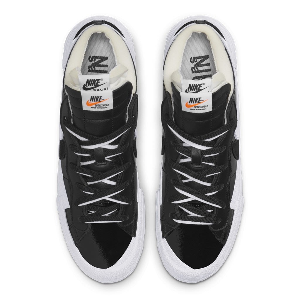 A-KAY0】NIKE X SACAI BLAZER LOW BLACK PATENT 黑白【DM6443-001