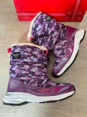 二手真品 moonstar 日本品牌 紫色小花 登山靴 雪靴24cm