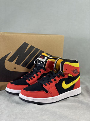 Nike AIR JORDAN 1 ZOOM AIR 復古 紅黑黃 拼接  籃球鞋 男女鞋 CT0978-006【ADIDAS x NIKE】