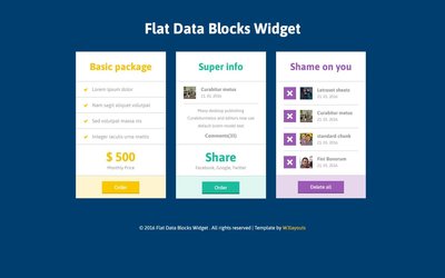 Flat Data Blocks Widget 響應式網頁模板、HTML5+CSS3、網頁設計  #03103A