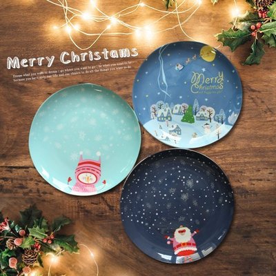 輕食 餐盤 聖誕節 彩繪 北歐 雪人 (聖誕節彩色陶瓷碟子 ) 現貨 禮物 盤子 派對 恐龍先生賣好貨