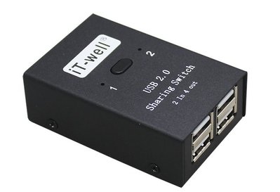 SAFEHOME 手動 2對4 USB切換器，可延長至 10公尺，輕鬆分享印表機/隨身碟等 USB設備 SDU204