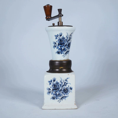 西洋古董意大利制造瓷器手搖咖啡機便攜手動磨豆研磨機老物件擺件