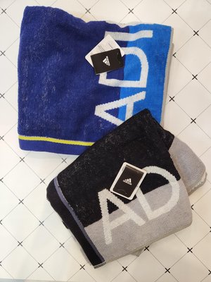 《Amy's shop》日本直購~日本愛迪達英文字母logo純棉毛巾(藍/黑）~現貨
