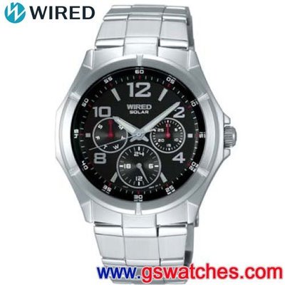 【金響鐘錶】全新WIRED AUB025X,公司貨,保固1年,時尚男錶,太陽能錶款,星期日期,V14J-X003D