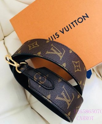 二手精品 LV LOUIS VUITTON MONOGRAM寬肩帶 肩帶 背帶 老花+黑色 雙面J02288 現貨正品