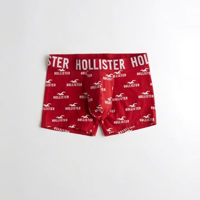 【HOLLISTER Co.】【HCO】【零碼XXL】HC男款內褲滿白鷗字紅 F07180410-35