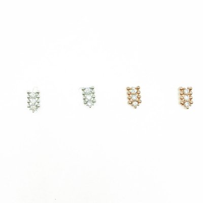 韓國 925純銀 水鑽  造型 銀 玫瑰金 耳針式耳環