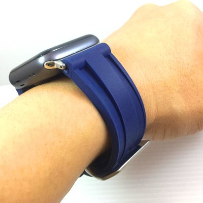 Apple Watch 沛納海 Panerai 最佳代用 橡膠錶帶 深藍 胖大海不鏽鋼針扣 38 40 42 44
