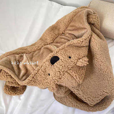 【精品毛毯】可熊披加厚保暖毛毯披肩帶帽午休午睡毯子秋冬必備毛毯
