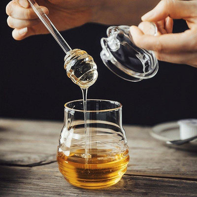 蜂蜜罐 玻璃創意透明 帶螺旋攪拌棒 果醬收納 調味瓶 家用器皿 廚房用品