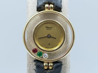 【發條盒子H4802】CHOPARD 蕭邦 HAPPY DIAMONDS  金面 3彩色跑鑽 經典時尚女錶