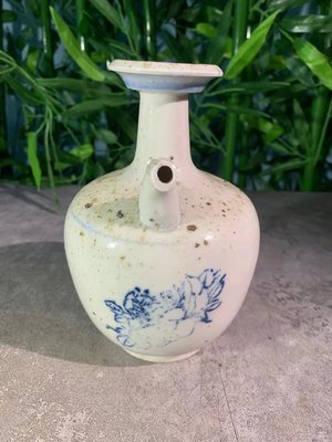 古都珍藏 文革藍釉彩花卉小酒壺(下鄉回收，一線貨源）老物件