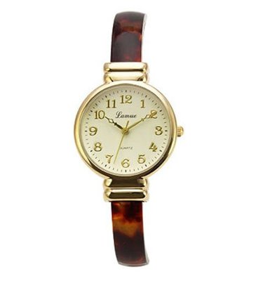 日本正版 J-AXIS 玳瑁風 手環 手錶 女錶 AL1283-BR 咖啡色 日本代購