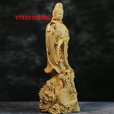 木雕小葉黃楊木雕刻擺件居家佛堂中式飾品實木佛像菩薩供奉龍觀音像