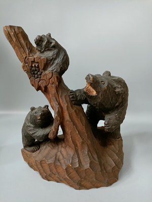 日本回流   屋久衫千年木一木雕 北海道熊擺件  整木雕