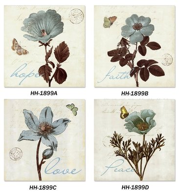 美式植物花卉圖譜裝飾畫畫心12色高清微噴不褪色沙發背景畫