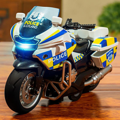 仿真摩托車玩具車模型回力警察車合金賽車兒童玩具小車男孩2-3歲
