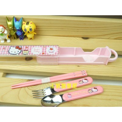 §小俏妞部屋§ Sanrio Hello Kitty凱蒂貓與小熊 甜點圖案 湯匙叉子筷子 3入組餐具