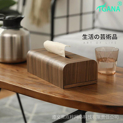 新款 創意【Tigana】日式紙巾盒 木質紙巾盒 抽取式面紙盒 復古面紙盒辦 公室木質面紙盒 衛生紙盒 桌上型面紙盒