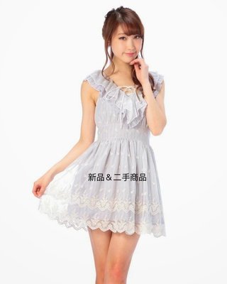 lizlisa LIZ LISA浪漫風無袖V領荷葉領刺繡蕾絲洋裝連身裙連衣裙日本LIZ日系
